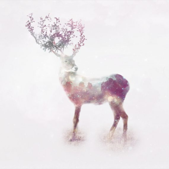 Double exposure reindeer illustration