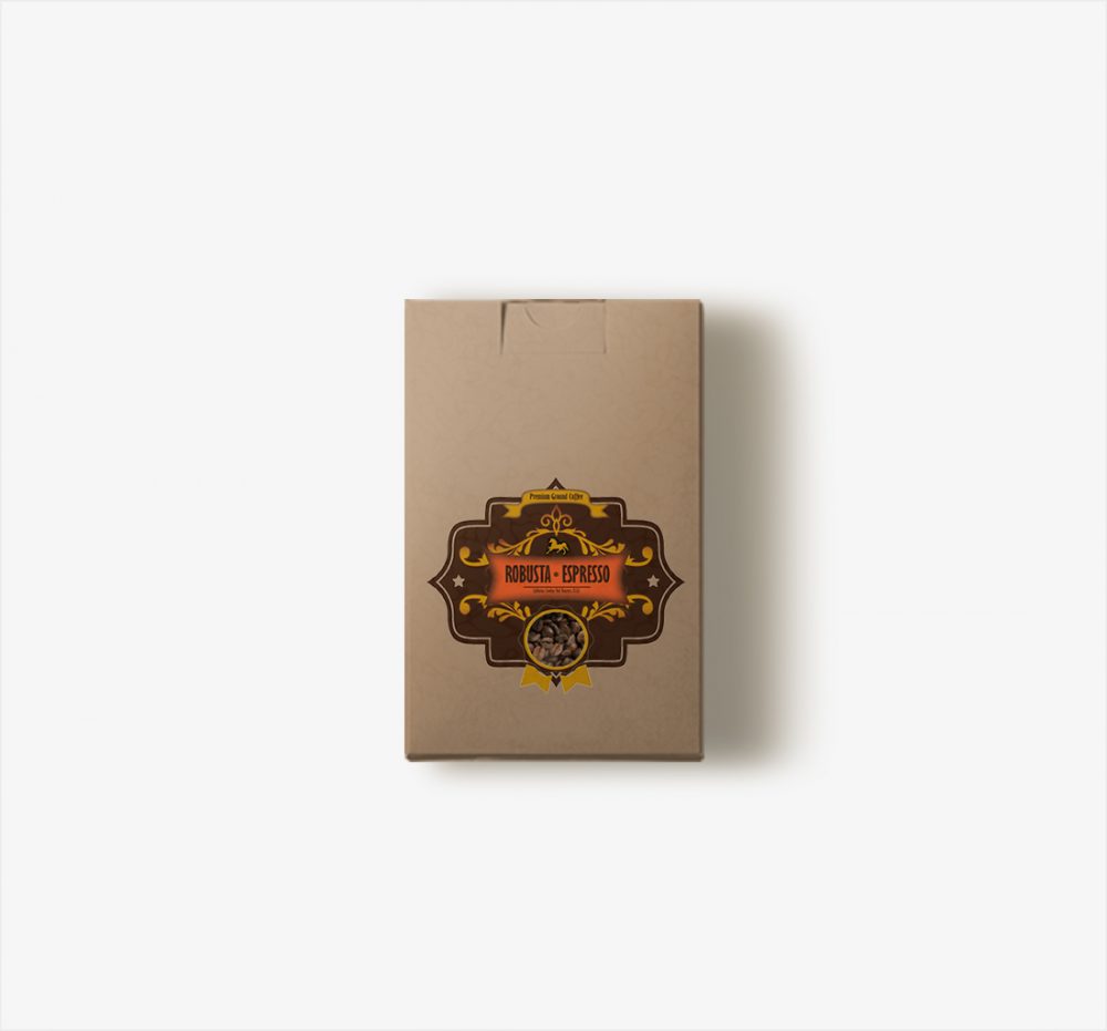 Coffee label on a box