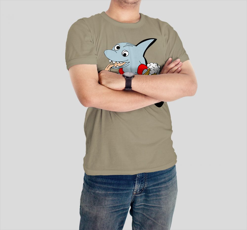 illustration of a shark with a beer