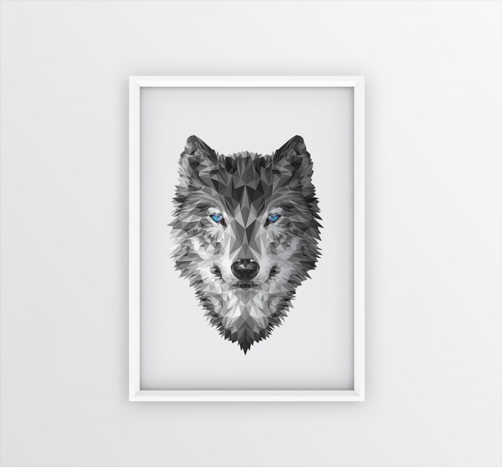 Wolf poly art poster