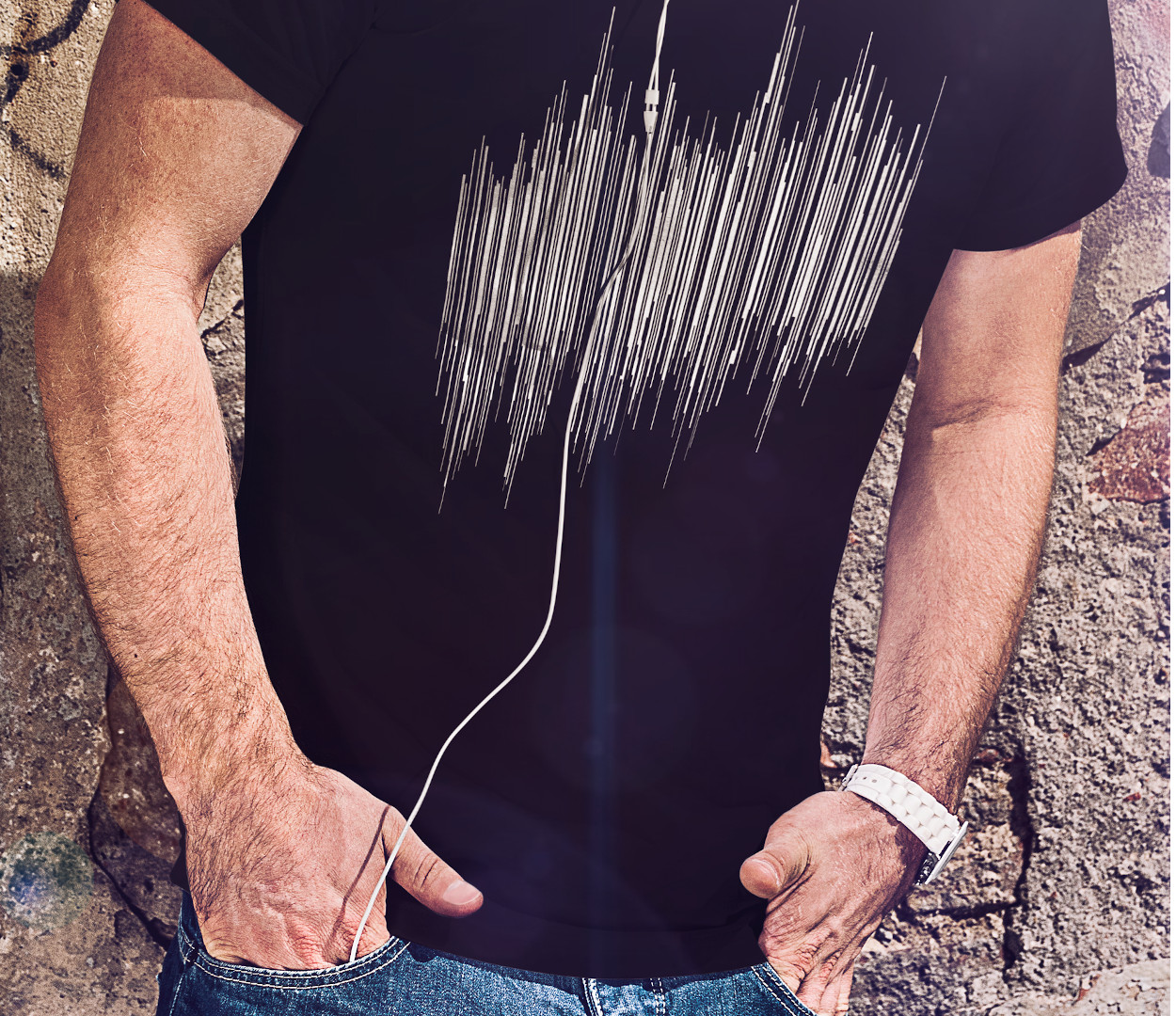 black t-shirt design with a glow in the dark hidden messages