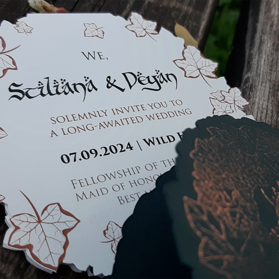 wedding invitation in the Lord of the Rings theme